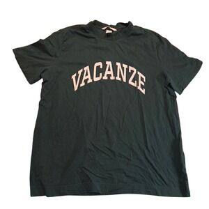 HM Forest Green Vacanze Graphic T-Shirt‎ Womens Small Short Sleeve Crew Neck Tee